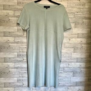Joh Light Blue Faux Suede Lg Microfiber Shift Dress Size‎ Large has Pockets